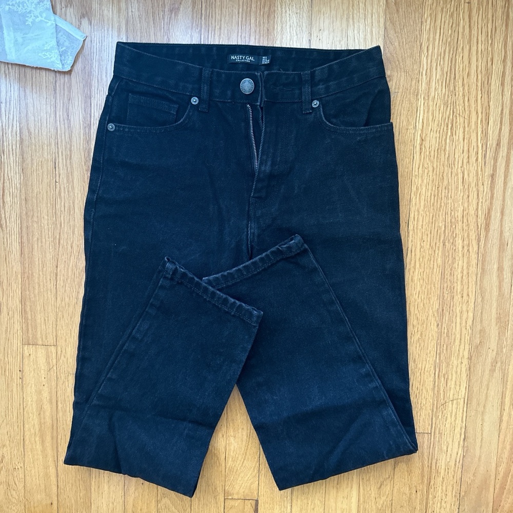 Nasty Gal Black High Rise Straight Leg Jeans
